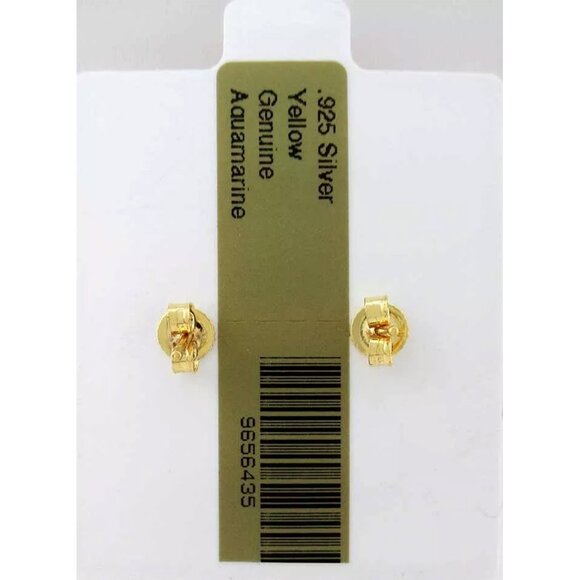 Created 3.50 Cts Aquamarine & White Sapphire Stud Earring .925 Silver - Picture 4 of 4